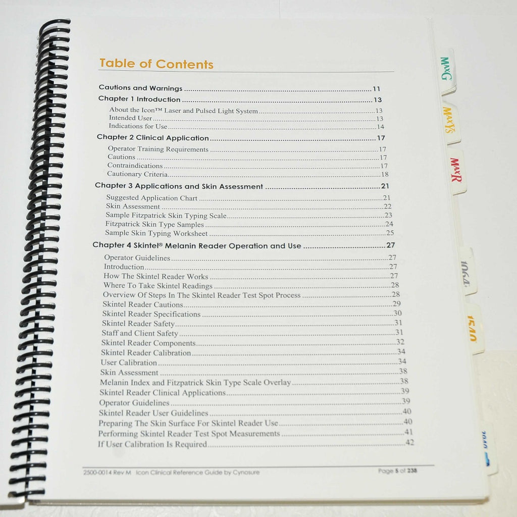 Cynosure ICON IPL Laser CLINICAL REFERENCE GUIDE User Treatment Manual 2500-0014