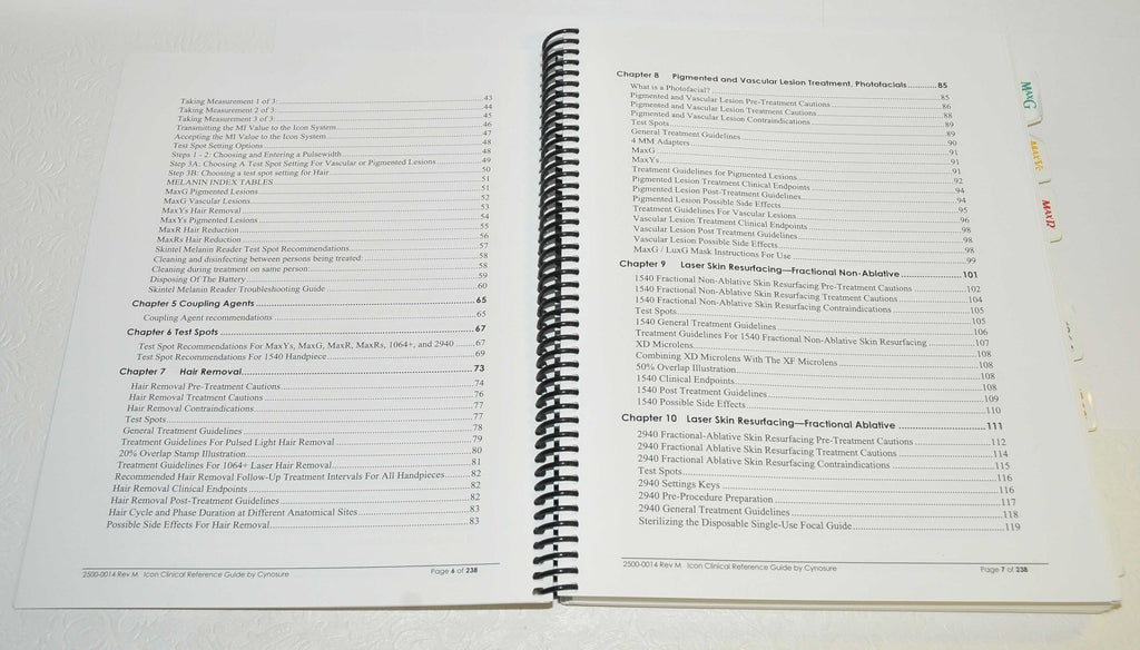 Cynosure ICON IPL Laser CLINICAL REFERENCE GUIDE User Treatment Manual 2500-0014