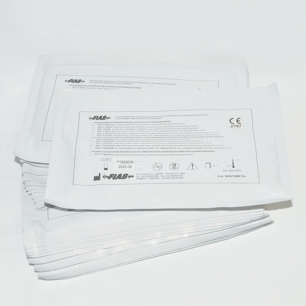 FIAB Electrosurgical Disposable Ground Pads REF F7820 Rem Type Exp 11-2021 x22Pc