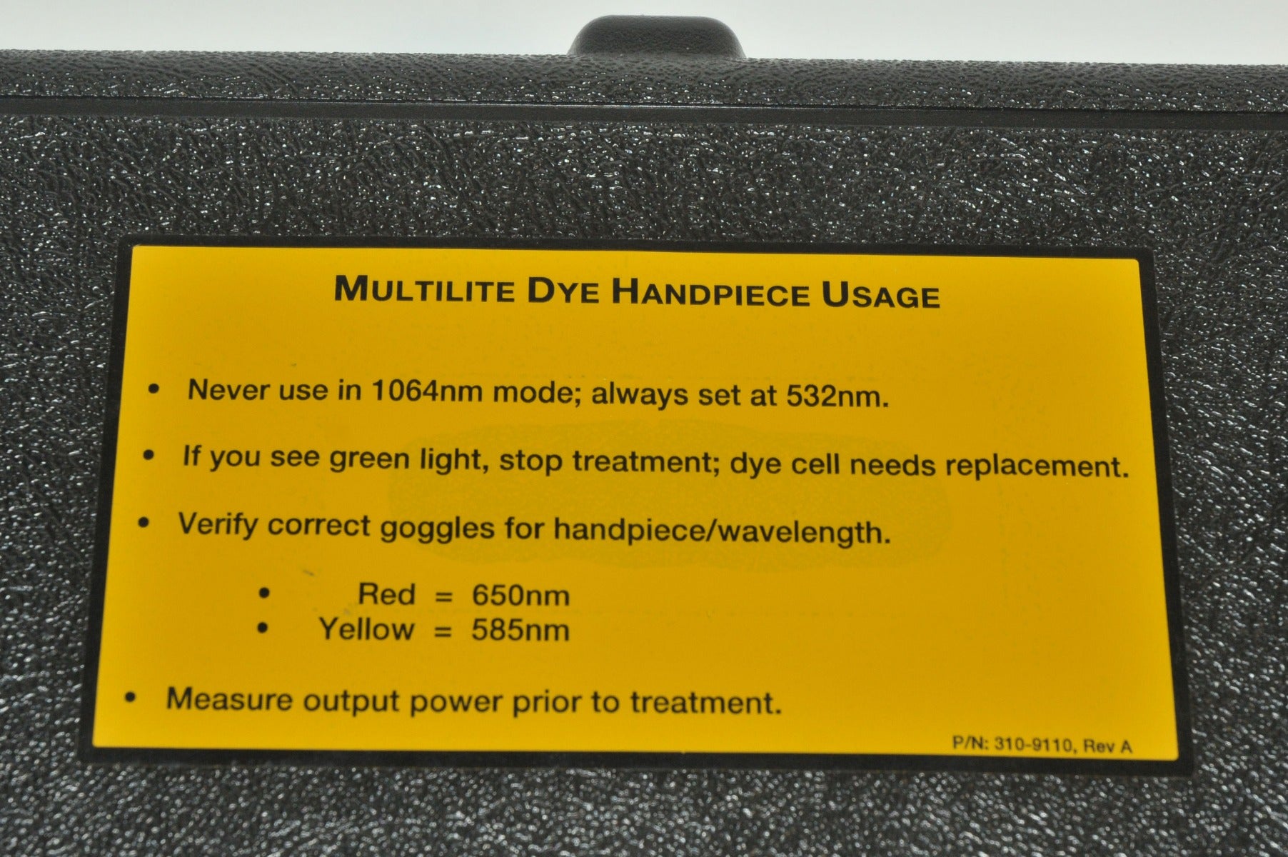 ConBio Medlite C6 Laser MultiLite Tattoo Removal Dye Handpiece 585 650