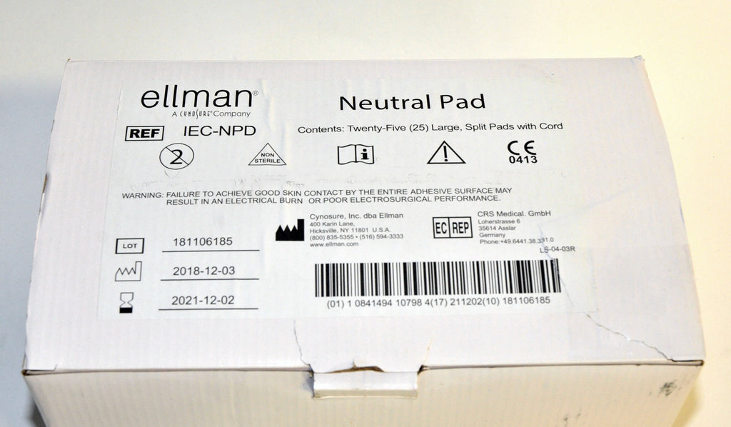 Cynosure TempSure Ellman Grounding Pads Temp Sure Split Return Electrode x25 Pcs