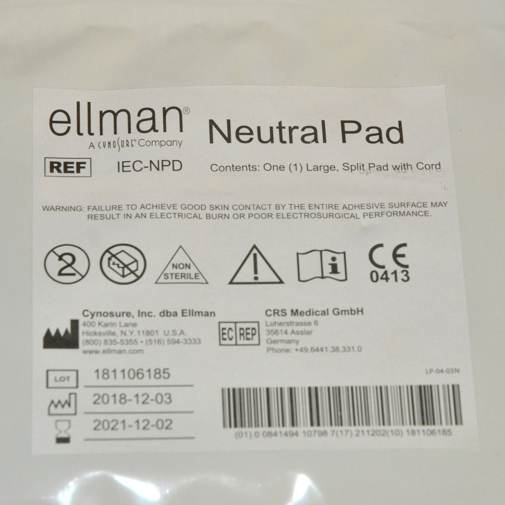 Cynosure TempSure Ellman Grounding Pads Temp Sure Split Return Electrode x25 Pcs