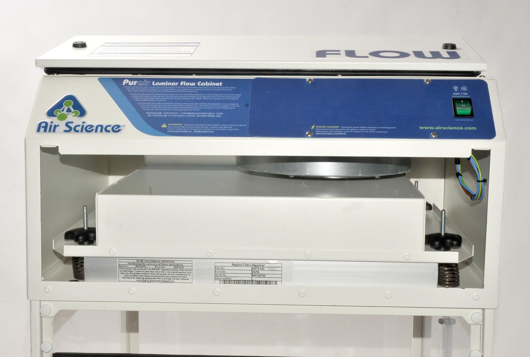 Air Science PURAIR FLOW-24 Laminar Flow Hood Cabinet Particle Filtration Filter