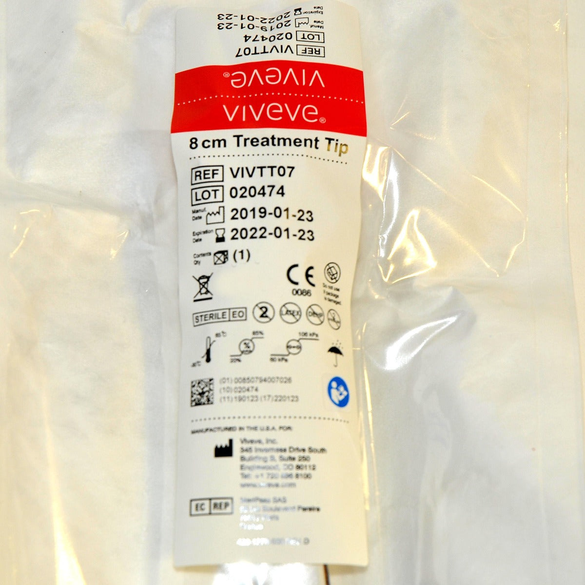 Viveve Treatment Tip 8 cm Cryogen Cooled Monopolar Radiofrequency RF VIVTT07