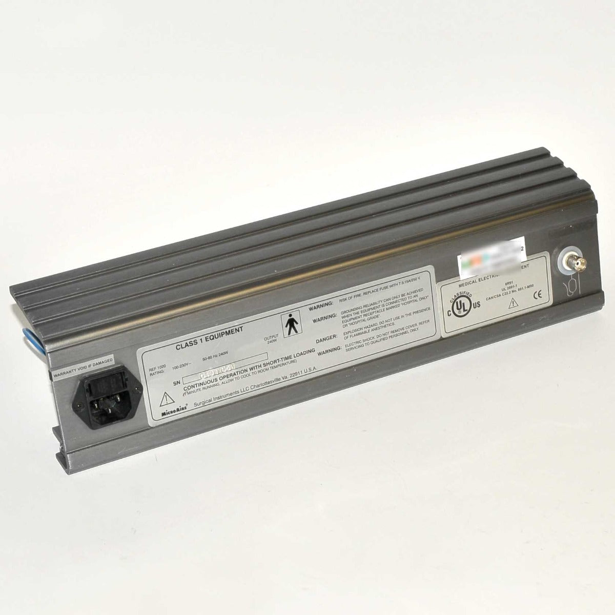 MicroAire 1020 PAL-600E Base Console Rear Panel Assembly Back Case Cover PARTS