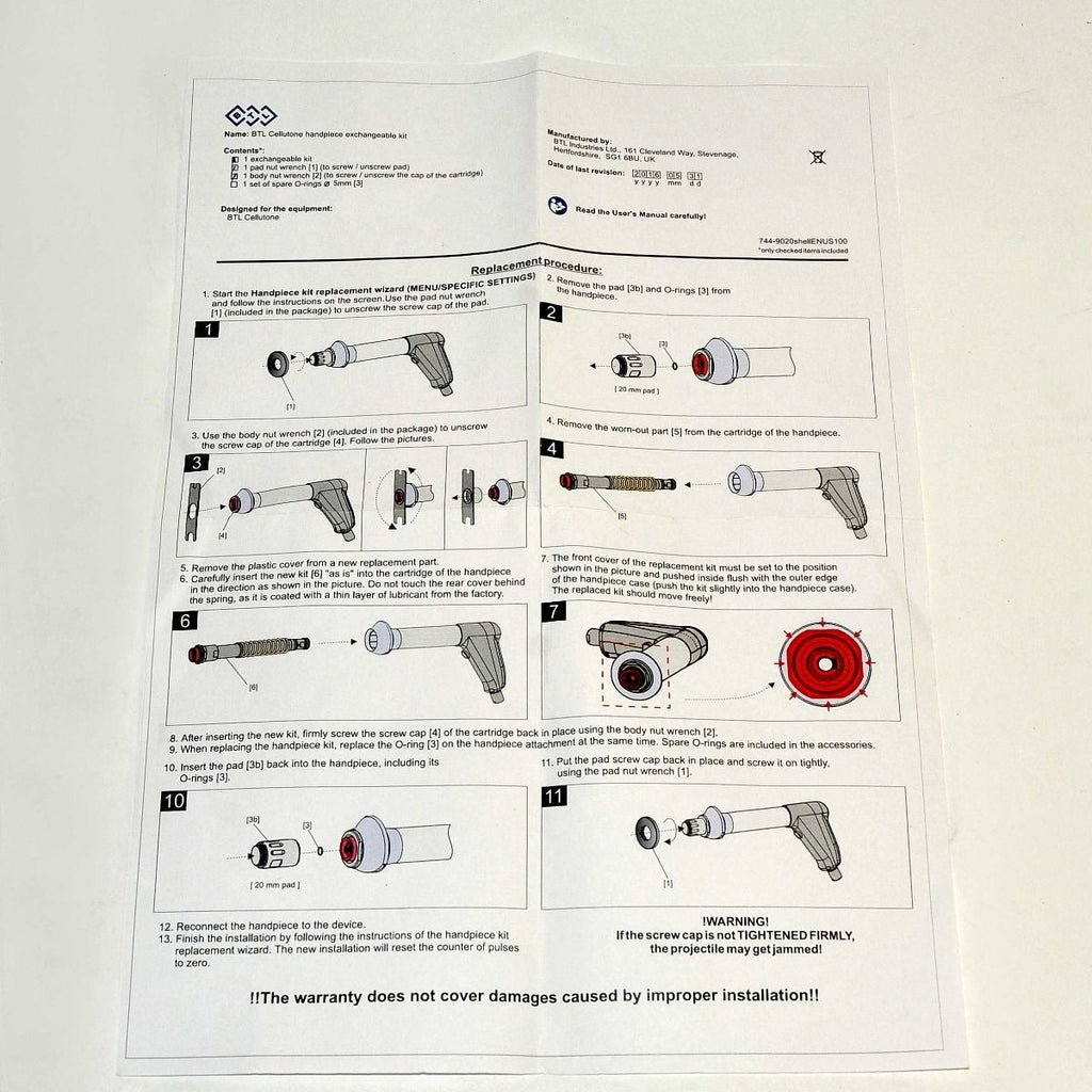 BTL Cellutone 20mm Pad Nut Wrench Ring Handpiece Shockwave Part 214-PAD20100