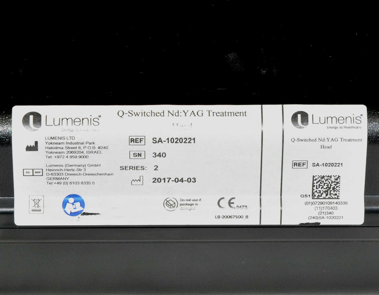 Lumenis M22 Laser Q Switched Nd YAG 1064 Handpiece QS Treatment Head SA-1020221