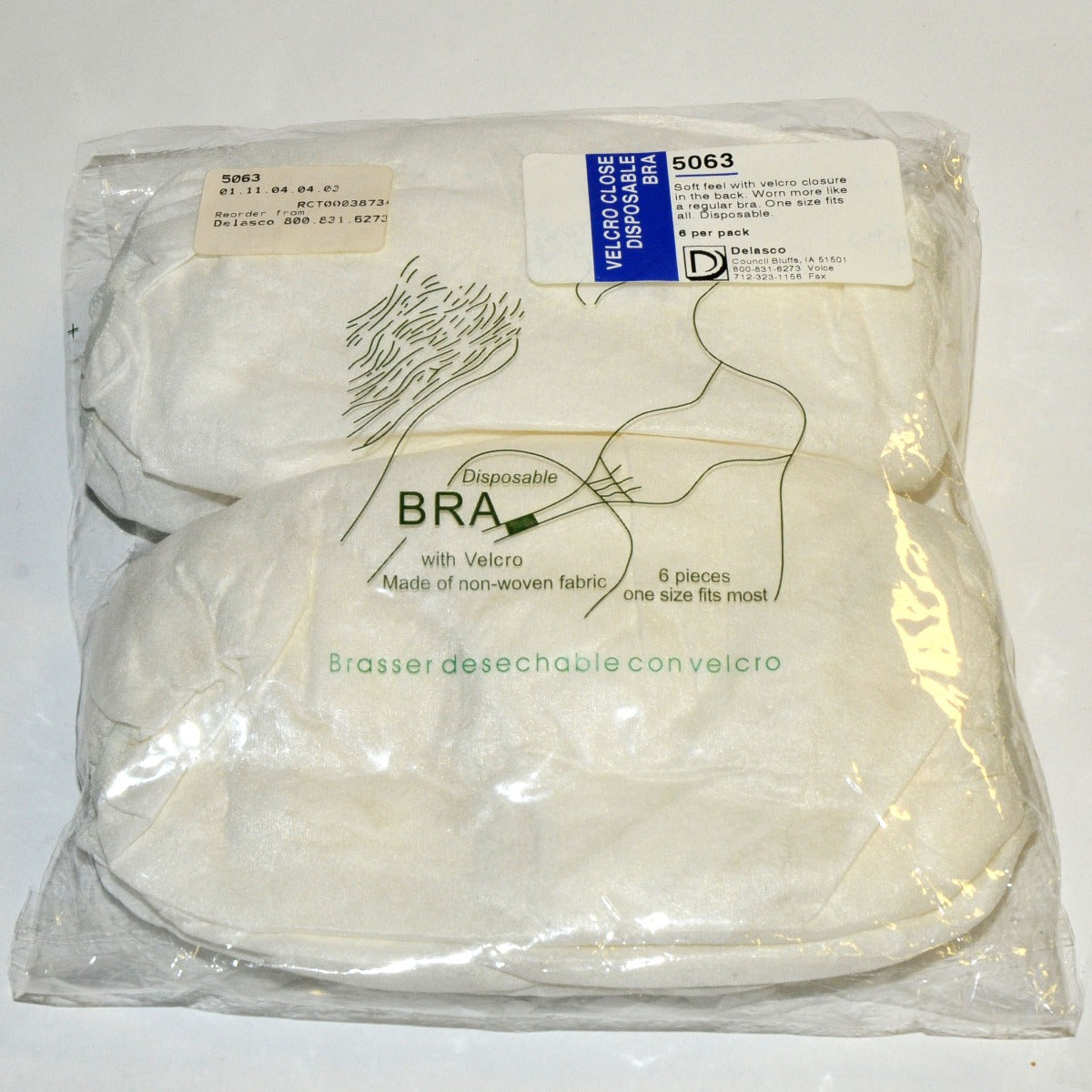 VELCRO Close Disposable Bra 6 Pack Lot 1 Size Fits Most Medical Office New