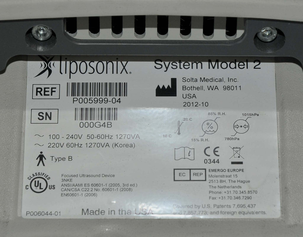 2012 Solta LIPOSONIX Ultrasound System Focused Sonix Model 2 NEW TRANSDUCER KIT