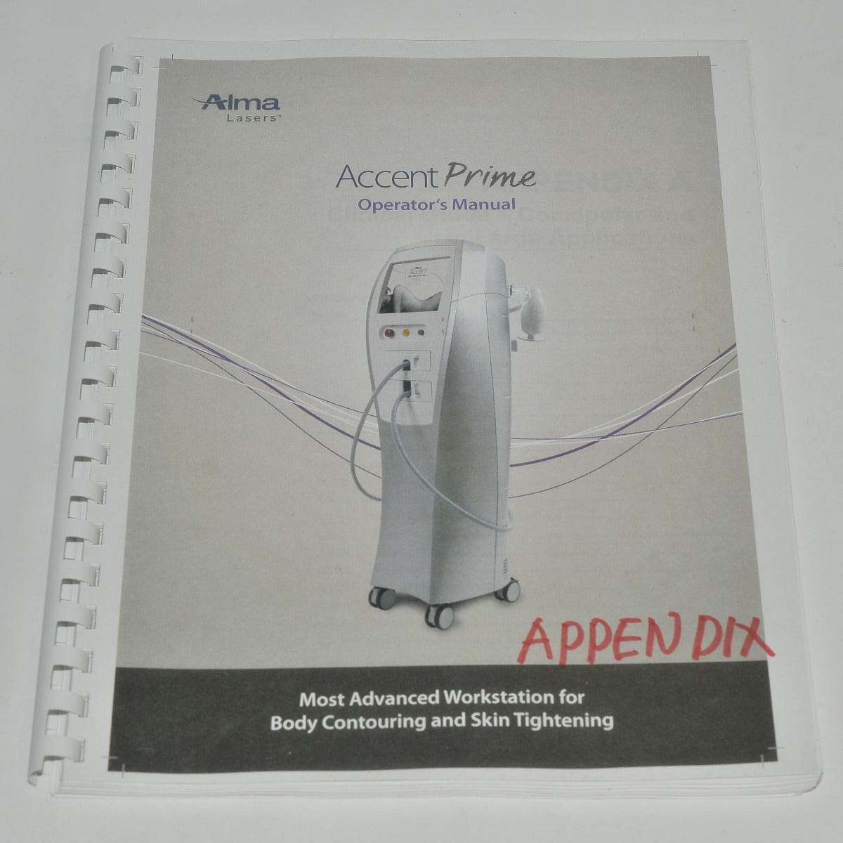 Alma Lasers Accent Prime Operator Manual Body Contour Clinical Guide w/Appendix