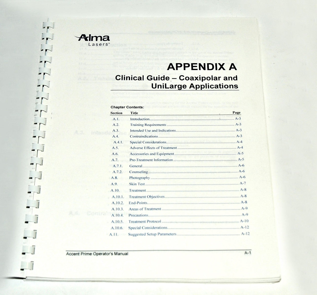 Alma Lasers Accent Prime Operator Manual Body Contour Clinical Guide w/Appendix
