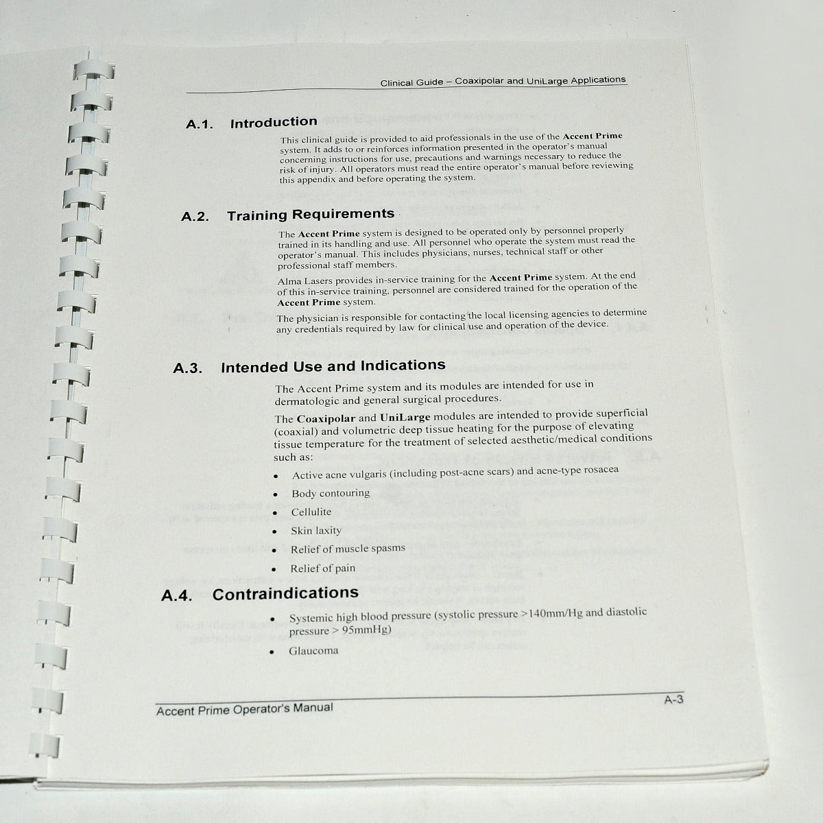 Alma Lasers Accent Prime Operator Manual Body Contour Clinical Guide w/Appendix