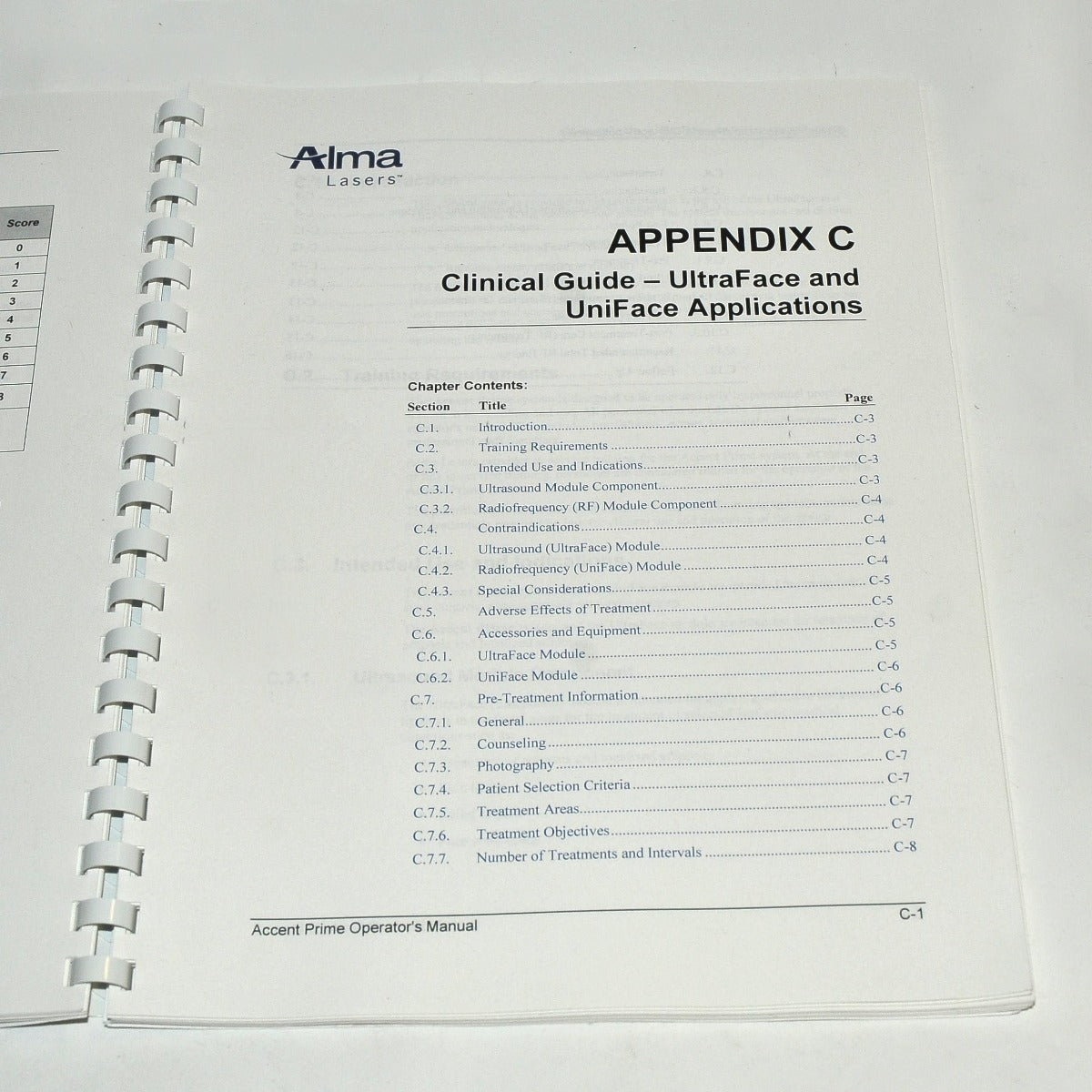 Alma Lasers Accent Prime Operator Manual Body Contour Clinical Guide w/Appendix