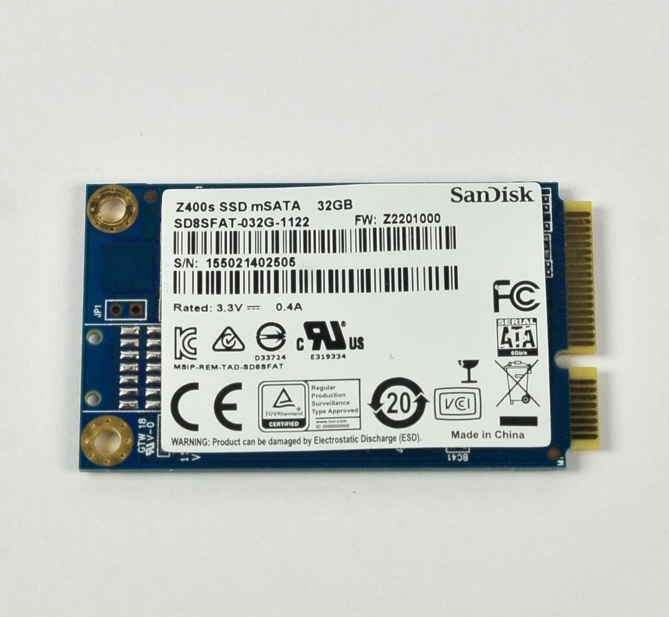 Sandisk SD8SFAT-032G-1122 Z400s mSATA 32GB 1.8" Solid State SSD Drive Embedded