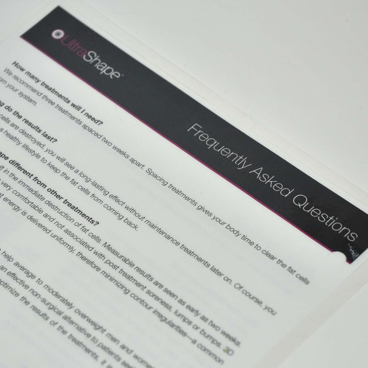 Syneron Candela UltraShape FAQ Clinical Office Guide Treatment Patient Question