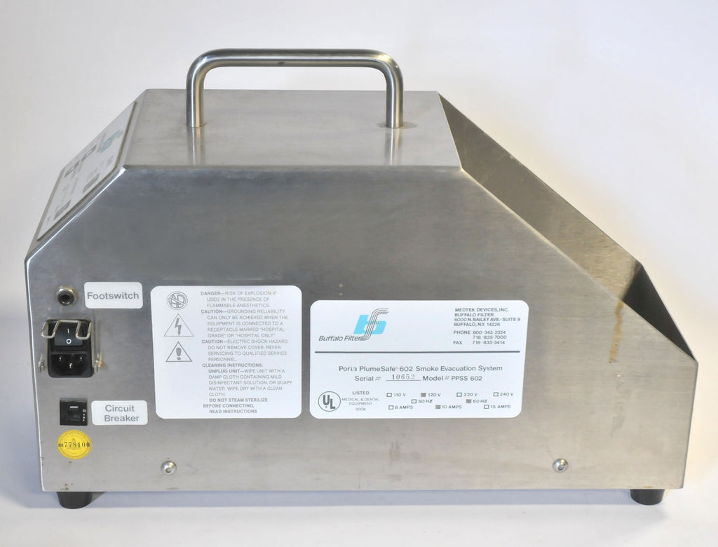 Buffalo Filter Porta PlumeSafe Surgical Smoke Evacuation PPSS 602 Plume System