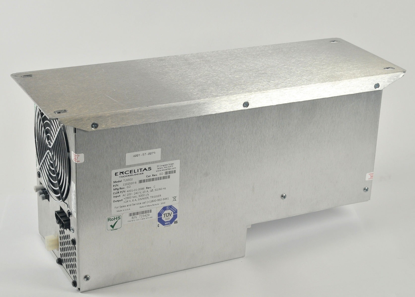 Candela VBeam2 Perfecta Laser HVPS Power Supply 4001-01-0086 TLX302 - Parts As-Is