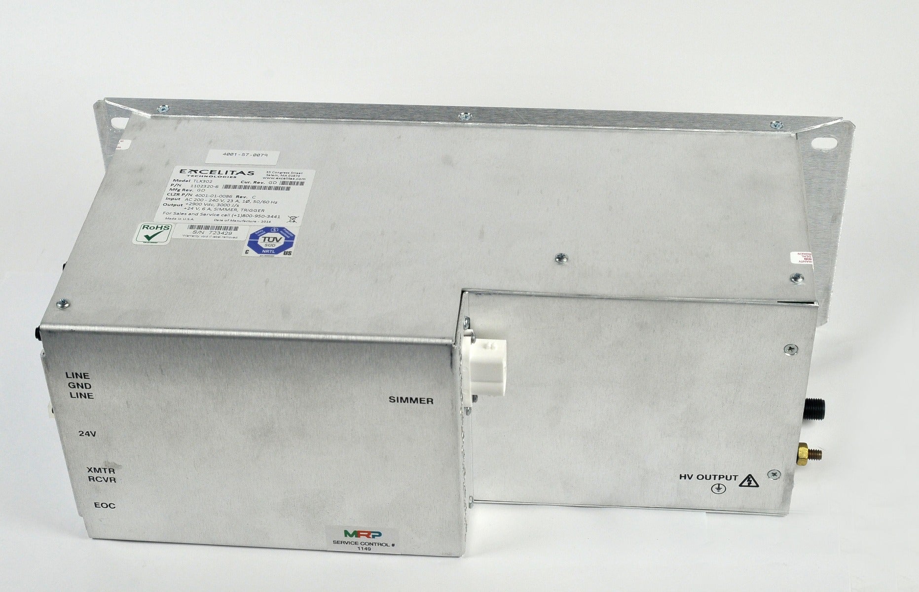Candela VBeam2 Perfecta Laser HVPS Power Supply 4001-01-0086 TLX302 - Parts As-Is