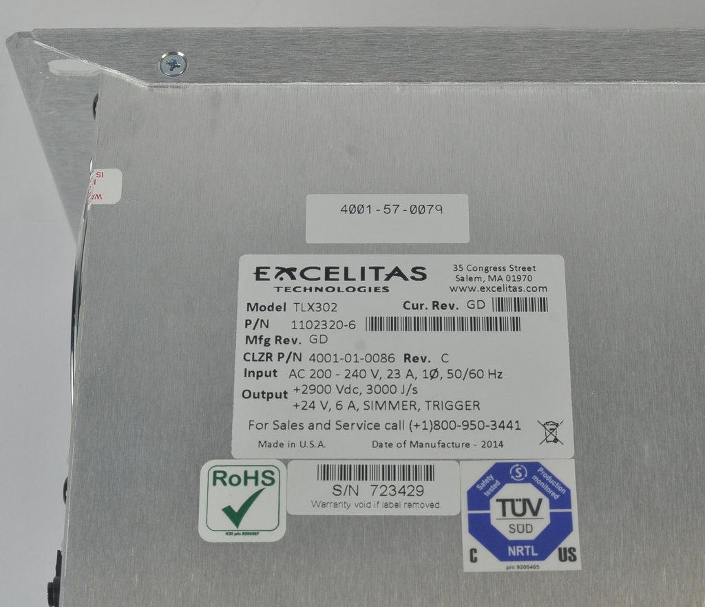 Candela VBeam2 Perfecta Laser HVPS Power Supply 4001-01-0086 TLX302 - Parts As-Is