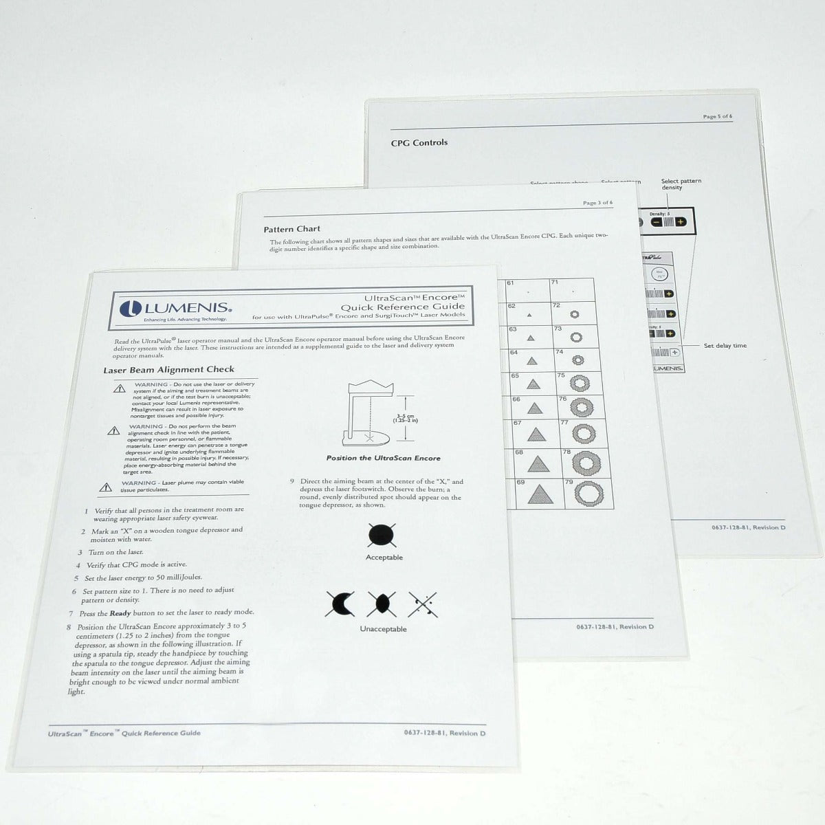 Lumenis UltraPulse UltraScan Encore SurgiTouch Laser Quick Reference Guide