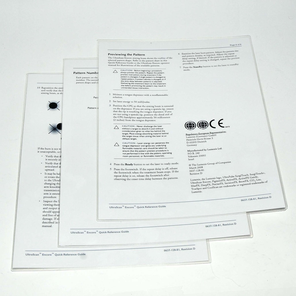 Lumenis UltraPulse UltraScan Encore SurgiTouch Laser Quick Reference Guide
