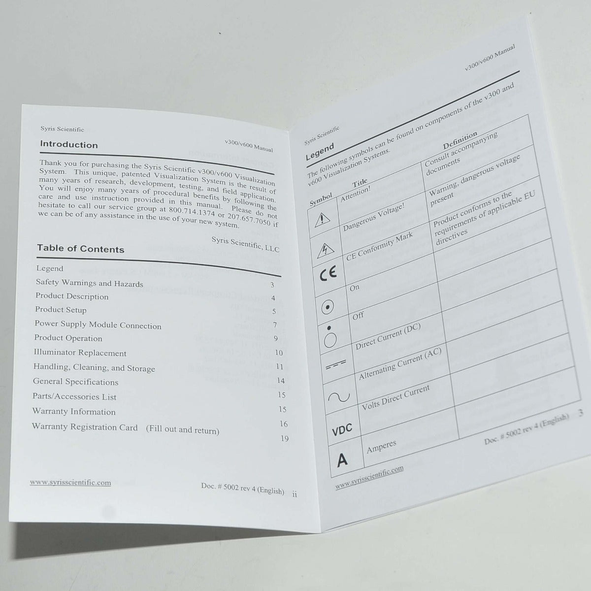 Syris Scientific Visualization System OWNERS MANUAL Guide V300 V600 Booklet