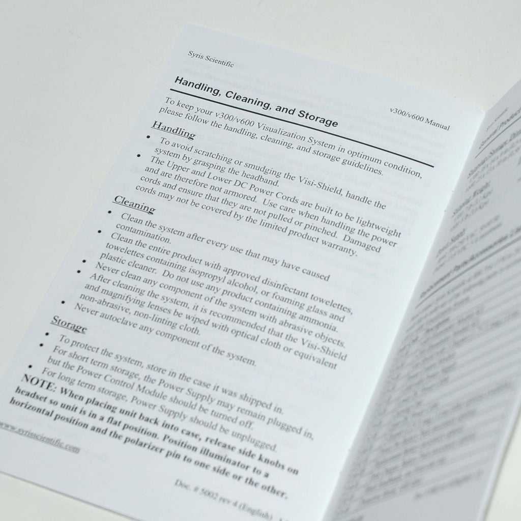 Syris Scientific Visualization System OWNERS MANUAL Guide V300 V600 Booklet