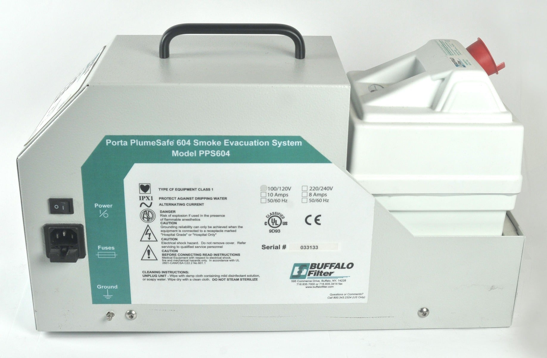 Buffalo Porta PlumeSafe 604 Smoke Evacuation Suction Filter PPS604 Std 110 Volt