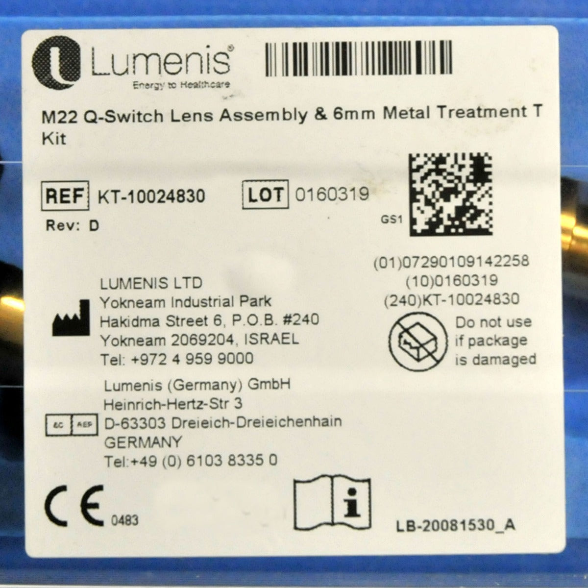 Lumenis M22 Q-Switch Lens Assembly & 6mm Metal Treatment Tip KT10024830