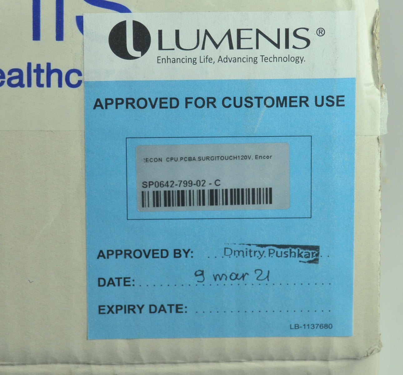 Lumenis Encore SurgiTouch CO2 Laser CPU PCBA Board SP0642-799-02-C BAD As-Is