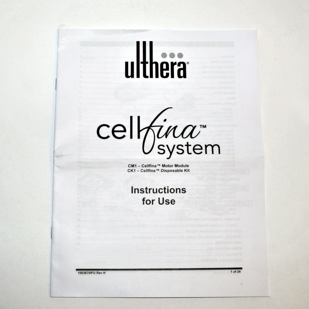 Ulthera CellFina System Motor Module Disposable Kit User INSTRUCTIONS FOR USE