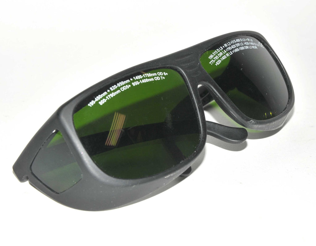 Laser Safety Glasses 810 Diode 1064 1440 YAG 1540 Erbium Green Tint Black Frame