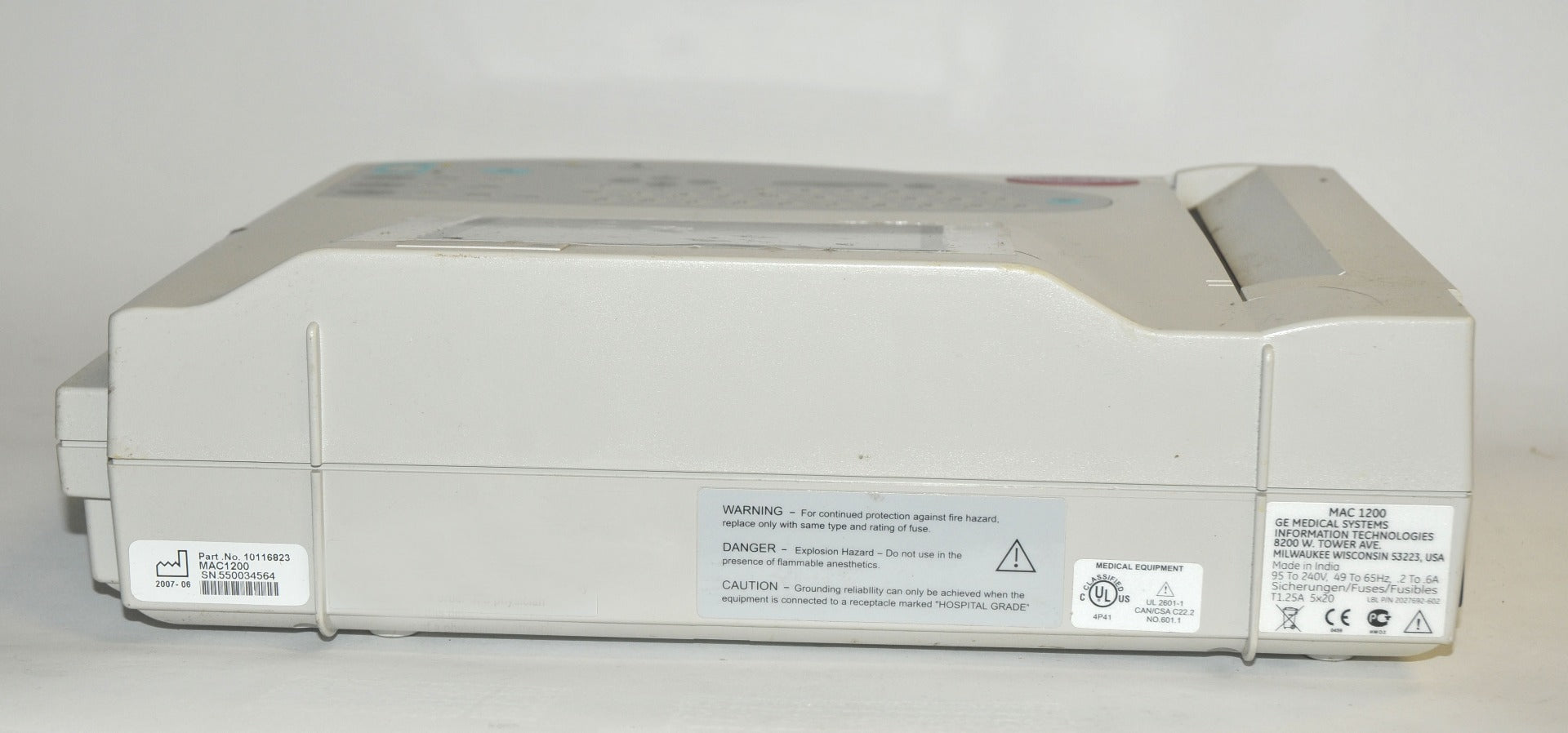 MAC 1200 General Electric EKG Electrocardiograph GE MAC1200 101116823 2007