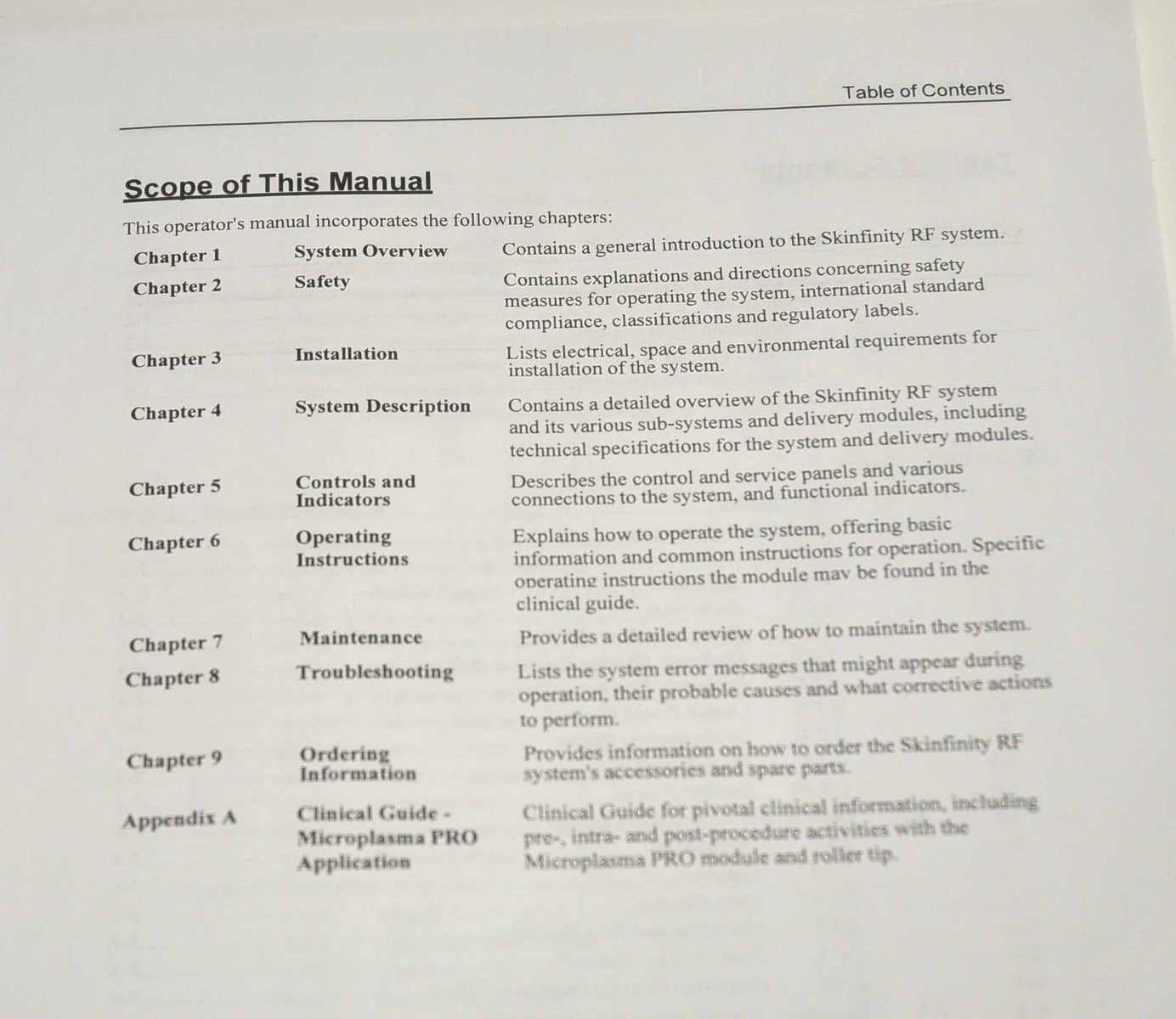 Skinfinity RadioFrequency Operator's Manual Microplasma PRO System User Guide RF