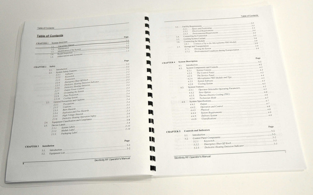 Skinfinity RadioFrequency Operator's Manual Microplasma PRO System User Guide RF