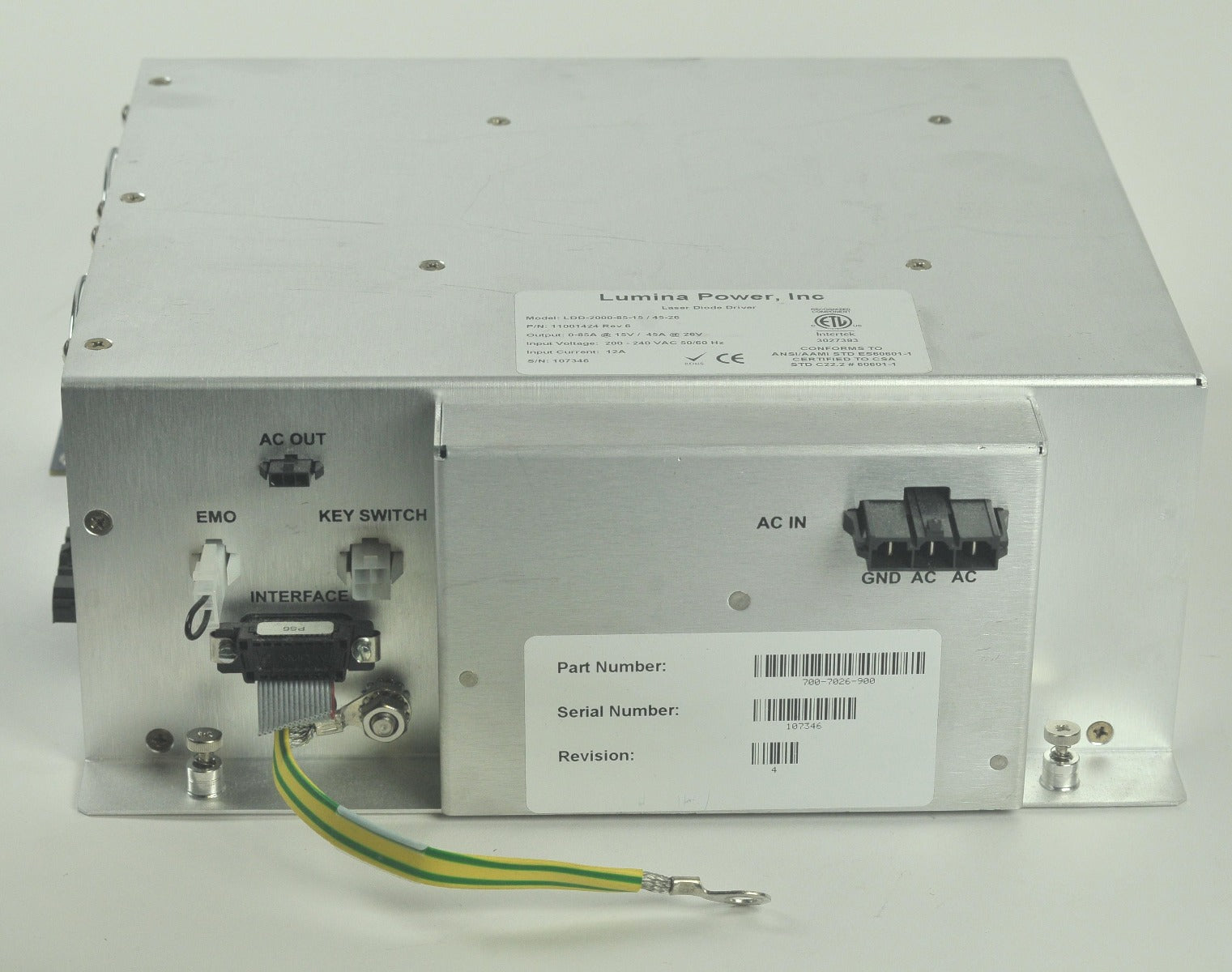 Cynosure SculpSure Laser Diode Driver Lumina Power LD-2000-85-15 Electrical PART AS-IS