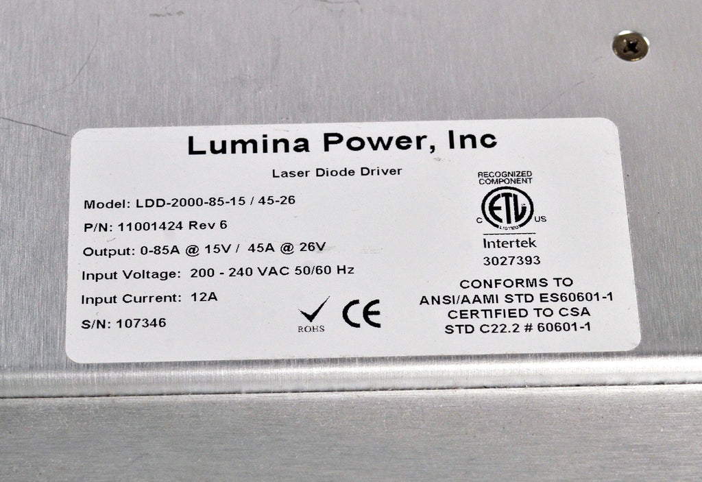 Cynosure SculpSure Laser Diode Driver Lumina Power LD-2000-85-15 Electrical PART AS-IS
