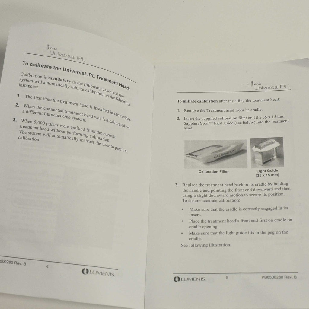 Lumenis Lume1 Universal IPL Treatment Head Installation Calibration Instructions