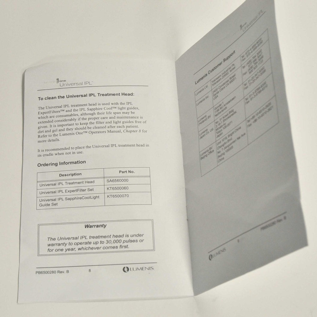 Lumenis Lume1 Universal IPL Treatment Head Installation Calibration Instructions