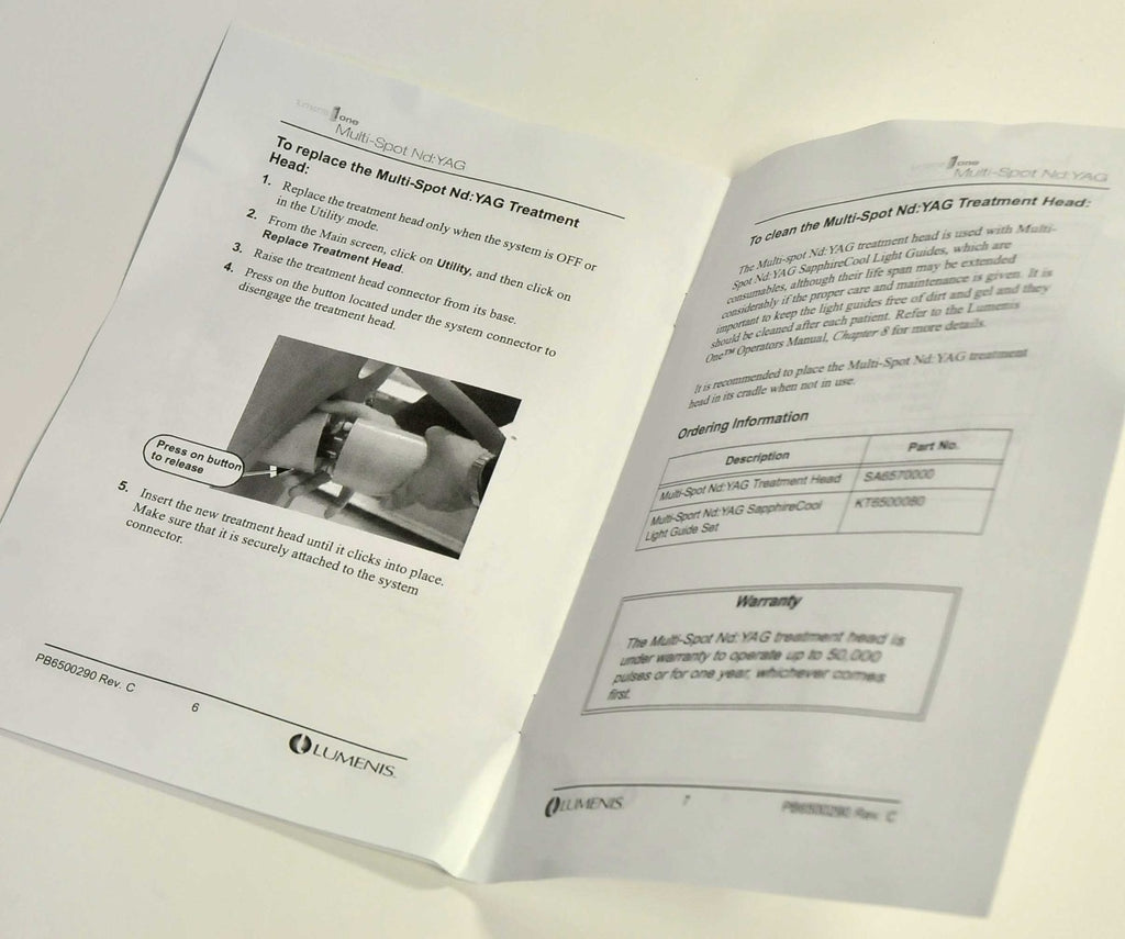 Lumenis Lume1 Multi Spot Nd YAG Treatment Head Installation Calibration Manual
