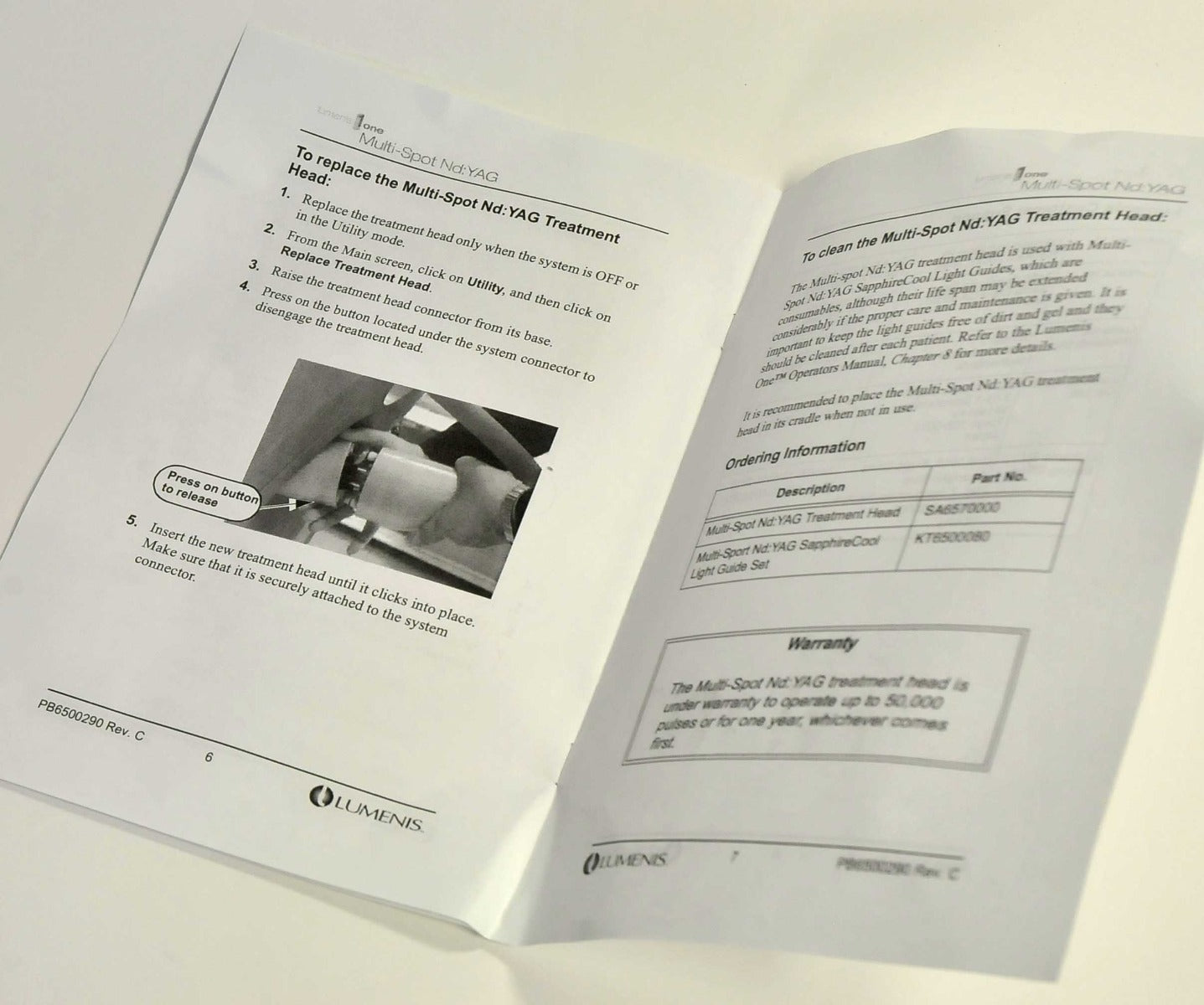 Lumenis Lume1 Multi Spot Nd YAG Treatment Head Installation Calibration Manual