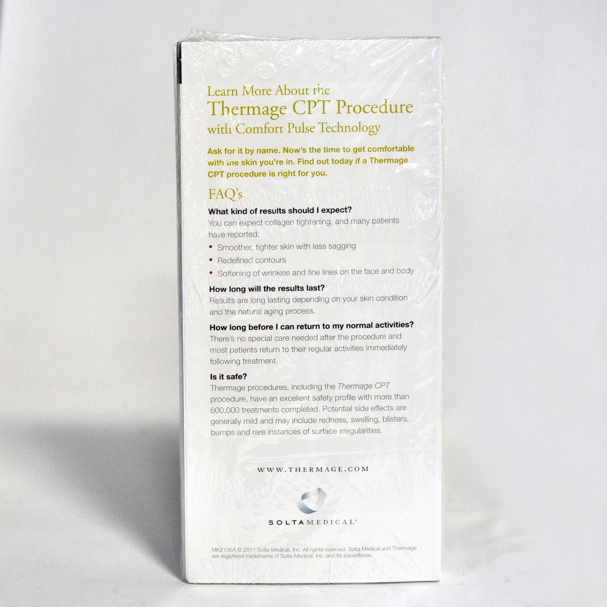 Solta Thermage CPT PROCEDURE Enhanced Skin Tightening Office Marketing Brochure