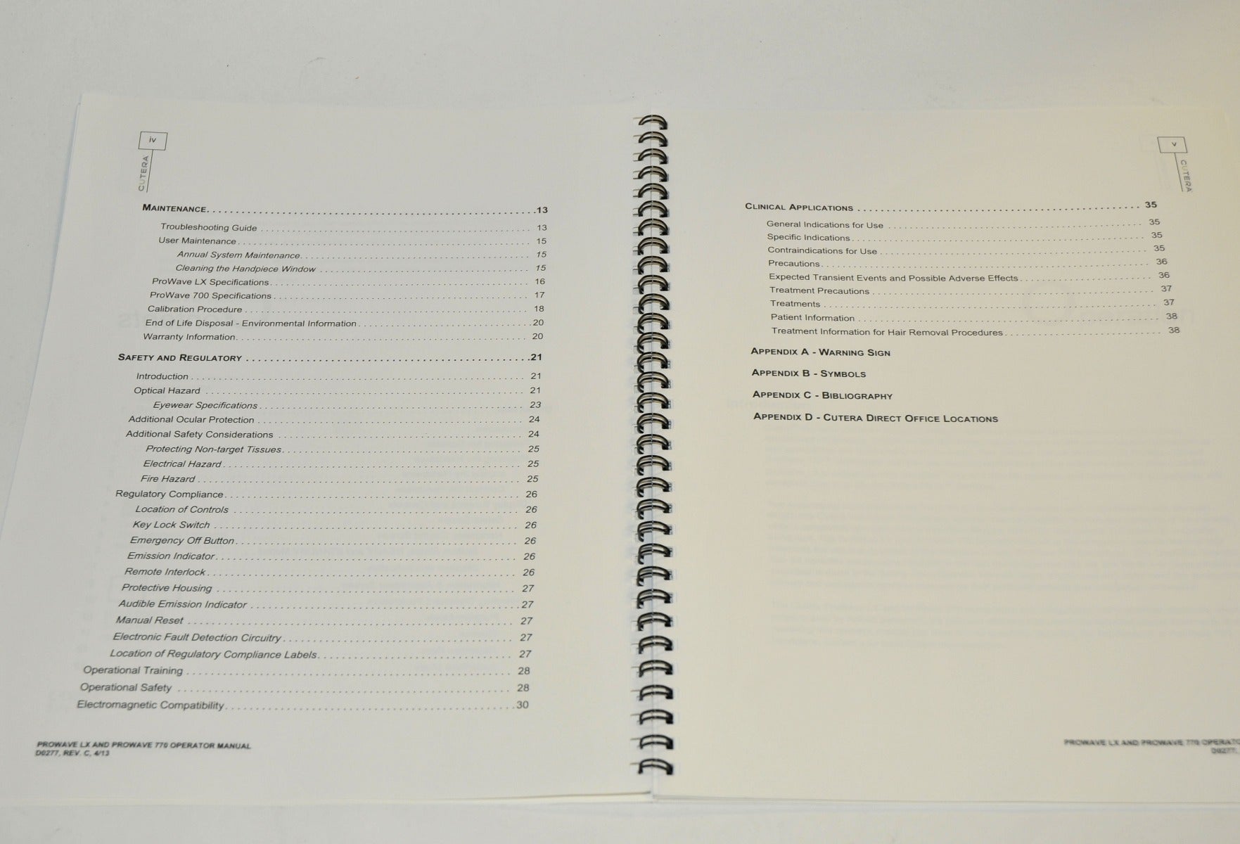 Cutera Laser Prowave LX & 770 User Operator Manual Operation Treatment Settings