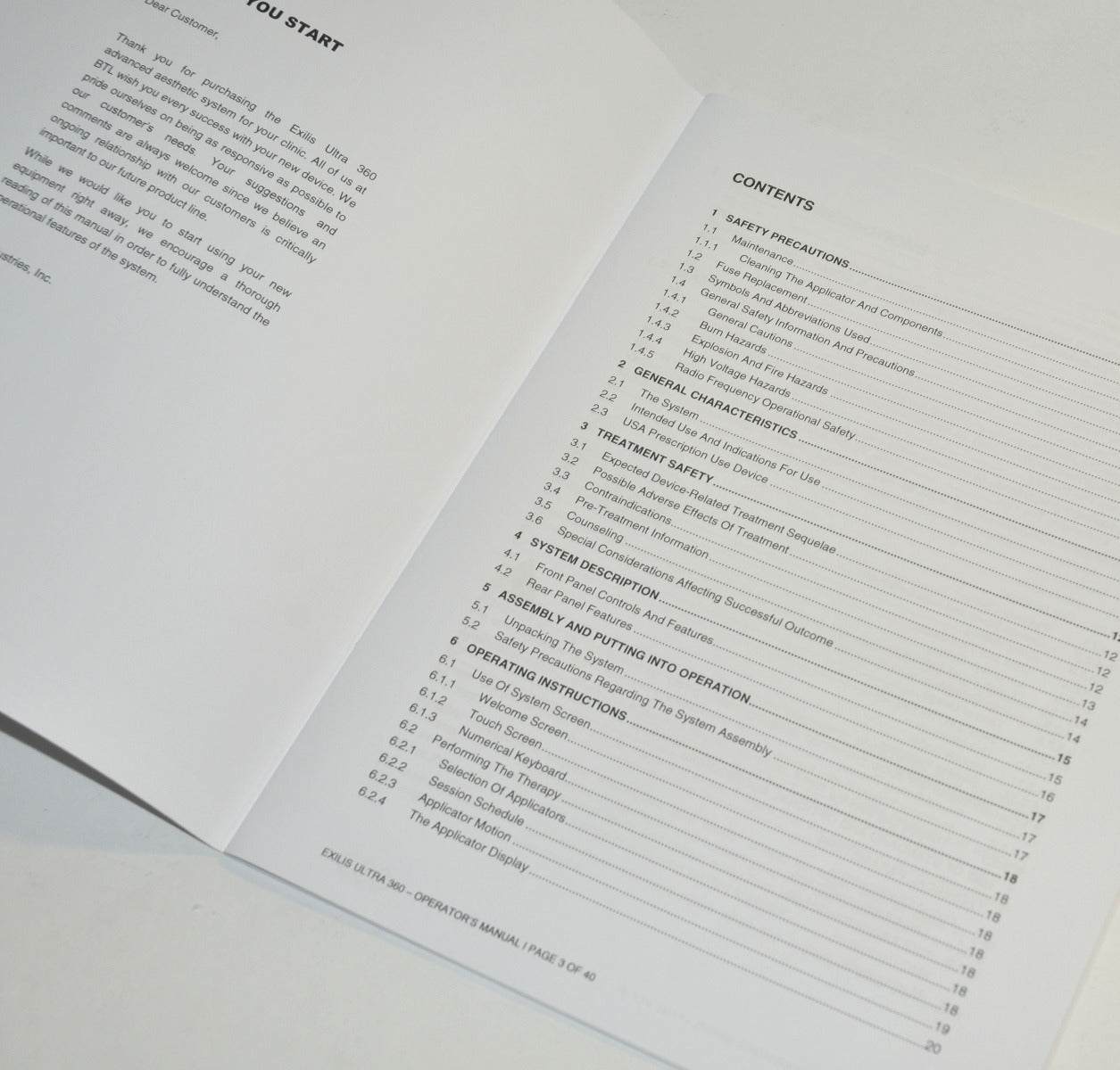 BTL Aesthetics Exilis Ultra 360 User Operator Manual Instruction Manual Booklet