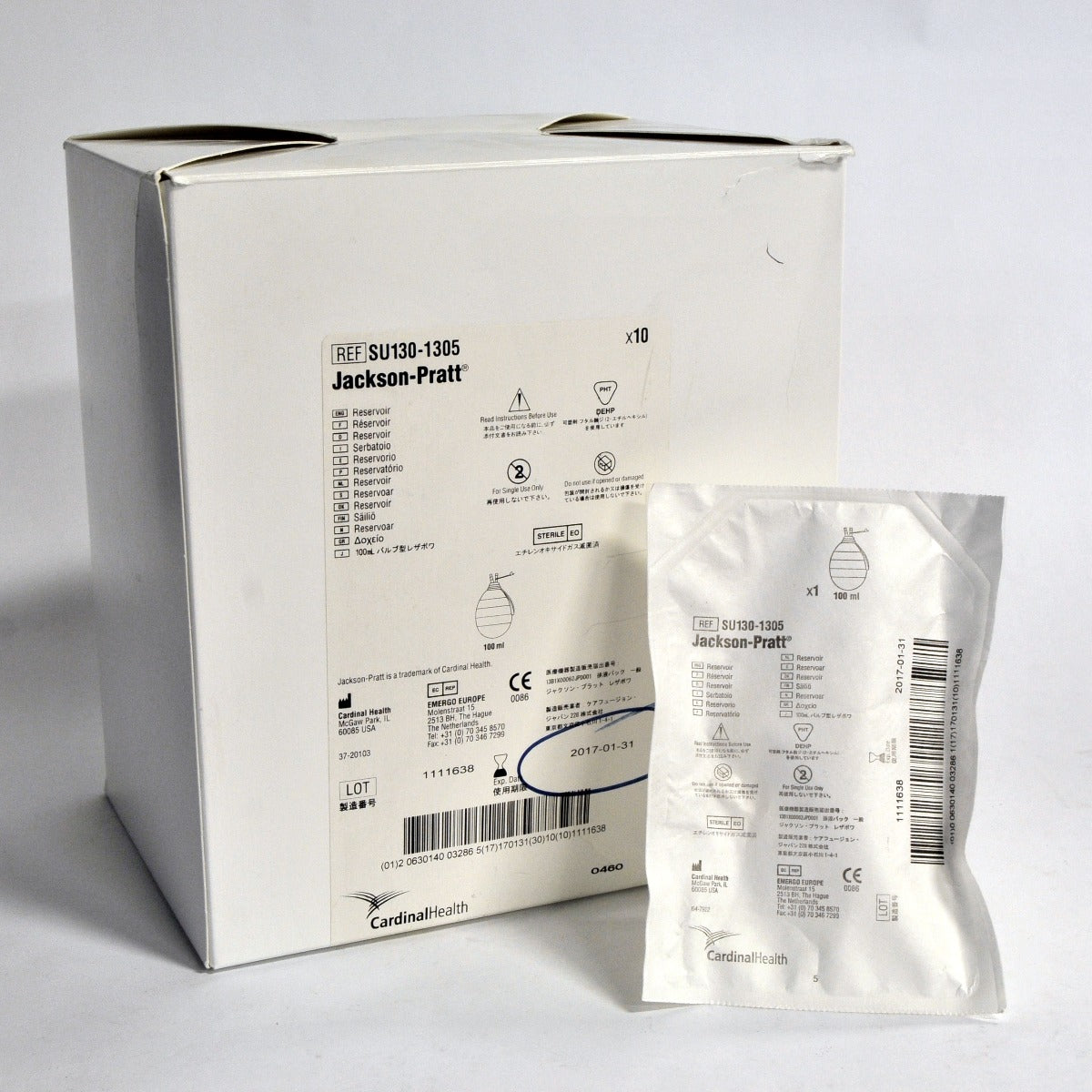 Jackson Pratt Round Drain Reservoir Bulb 100 ml Silicone SU130-1305 x8 Pcs