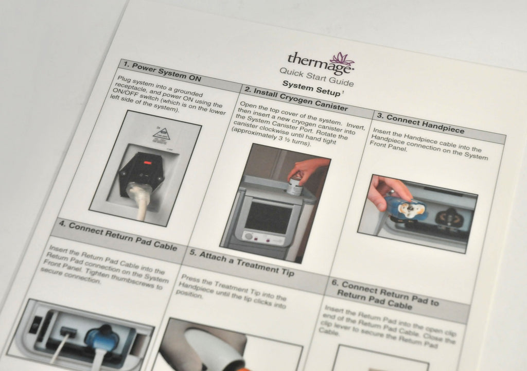 Thermage System Setup Operation Quick Start Guide Sheet ThermaCool CPT 43803A