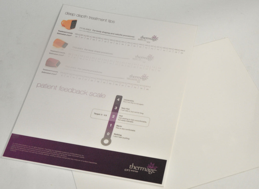 Thermage CPT System Treatment Settings Quick Procedure Eye Lip Face Tips Sheet