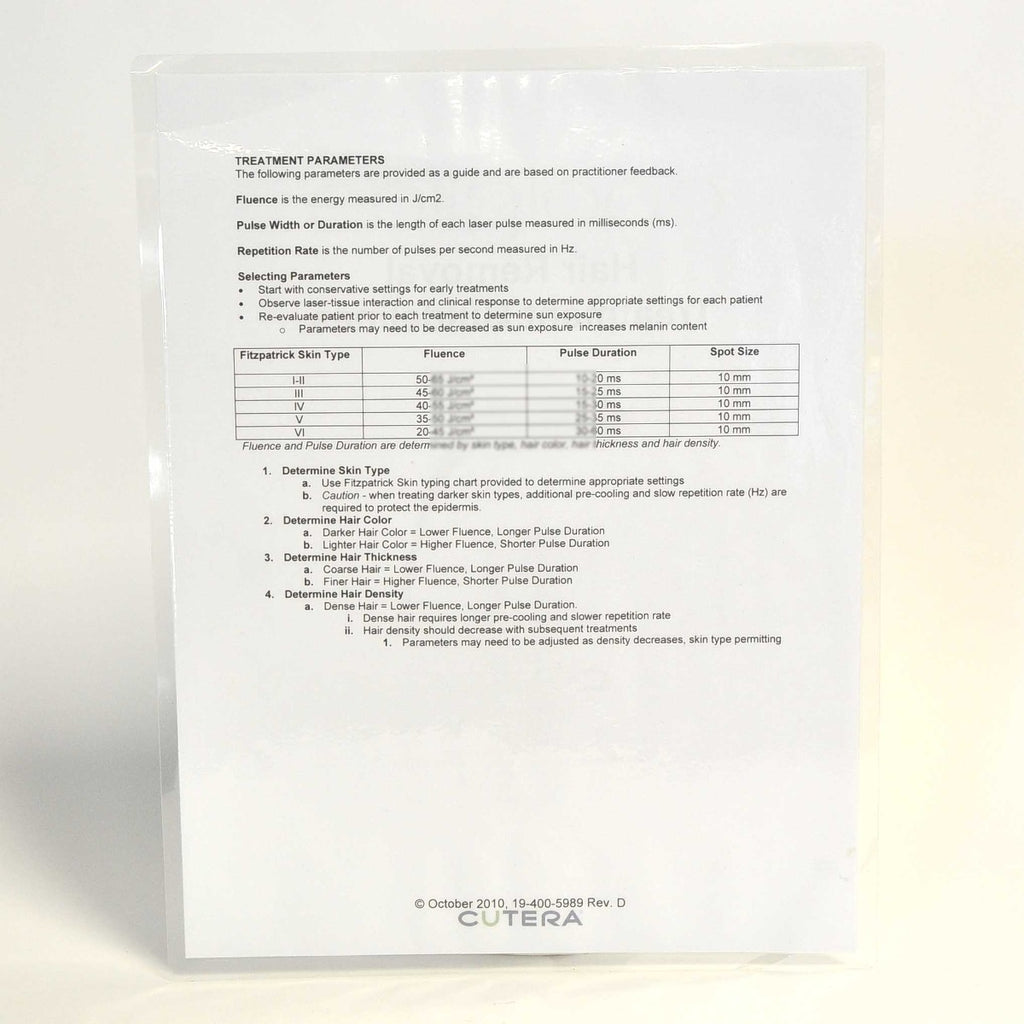 Cutera CoolGlide Vantage Xeo Laser Hair Removal Patient Treatment Guidelines
