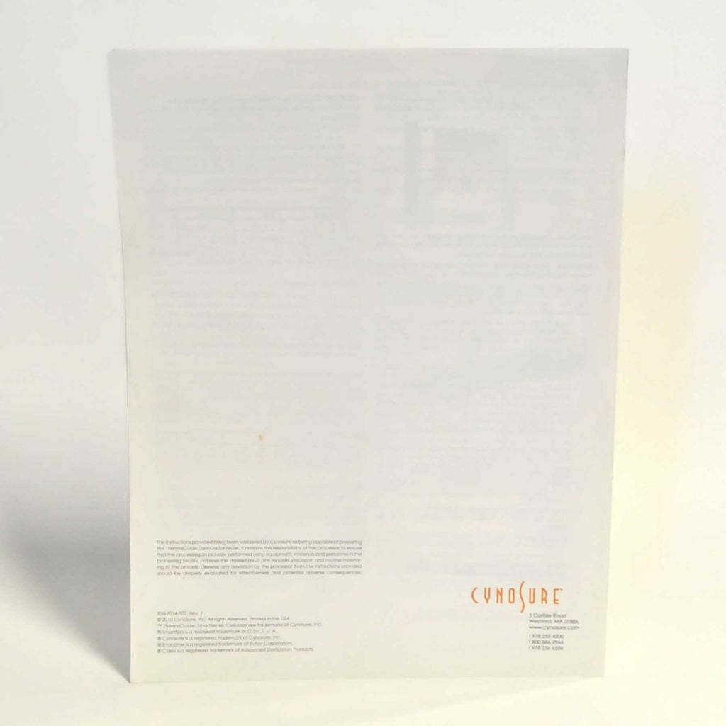 Cynosure SmartLipo ThermaGuide QUICK REFERENCE GUIDE Thermal Sensing Cannula