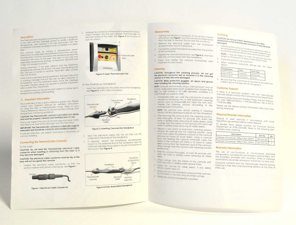 Cynosure SmartLipo ThermaGuide QUICK REFERENCE GUIDE Thermal Sensing Cannula